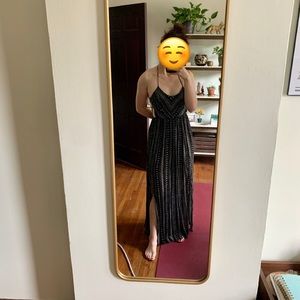 Black & white patterned backless maxi dress Size S